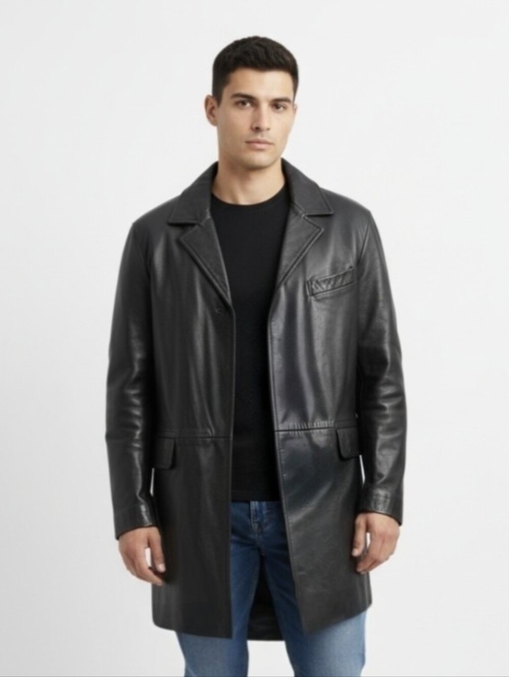 MILAN LEATHER! RICH BLACK SUPER SOFT, SUPPLE HIGH END GENUINE LEATHER COAT! XXXL